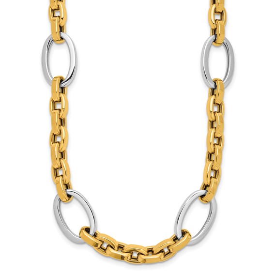 Herco 14K Two-tone Polished Mixed Oval Link 18 Inch Necklace