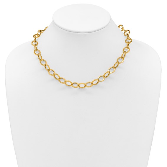 Herco 18K Polished 10.75mm Navette Link 18 Inch Necklace