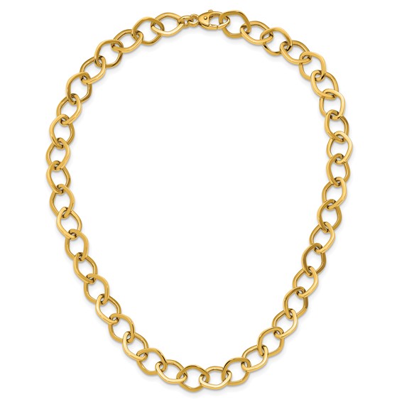 Herco 18K Polished 10.75mm Navette Link 18 Inch Necklace