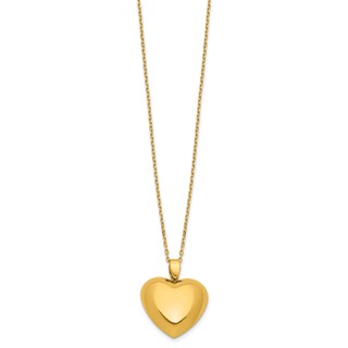 Herco 14K Polished Puffed Heart 16 Inch with 2 Inch Extension Necklace