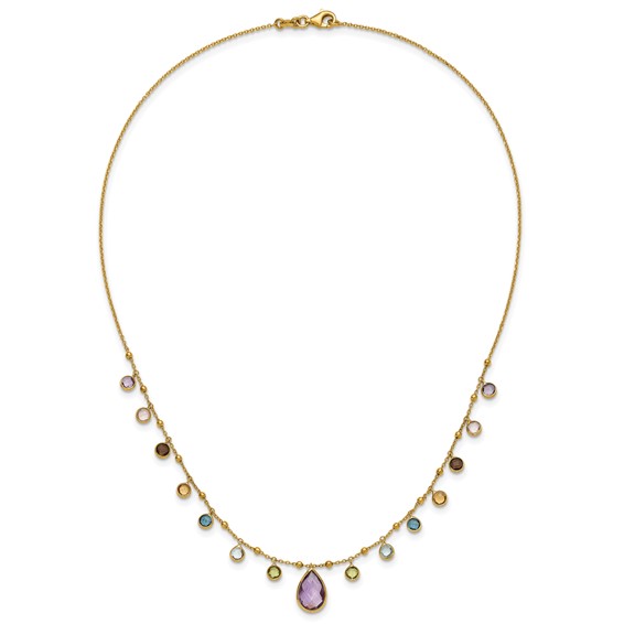 Herco 14K Polished Dangling Gemstone Teardrop 18in Necklace