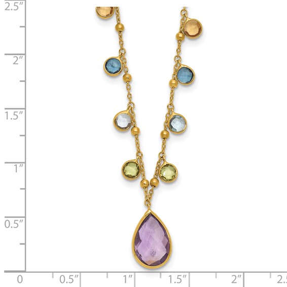 Herco 14K Polished Dangling Gemstone Teardrop 18in Necklace