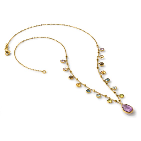 Herco 14K Polished Dangling Gemstone Teardrop 18in Necklace