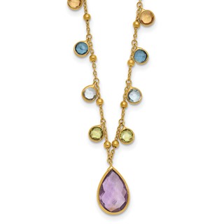 Herco 14K Polished Dangling Gemstone Teardrop 18in Necklace