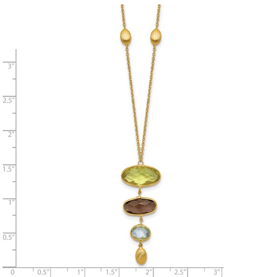 Herco 14K Brushed Fancy Oval Multi-Gemstone 18in Necklace