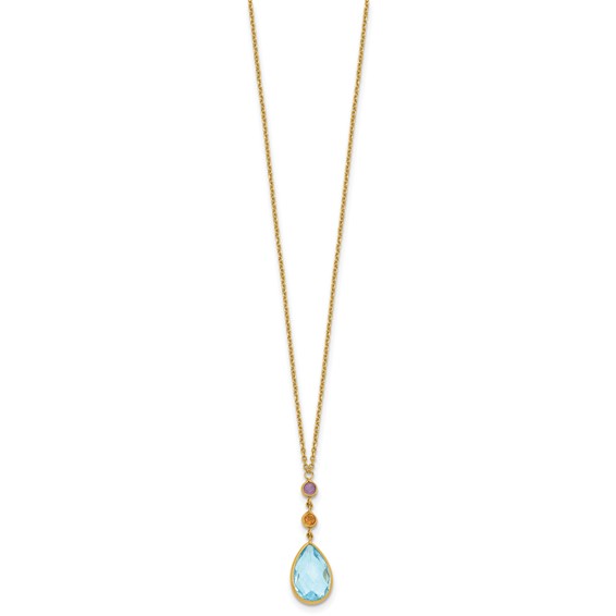Herco 14K Polished Multi-Gemstone Teardrop 18 Inch Necklace