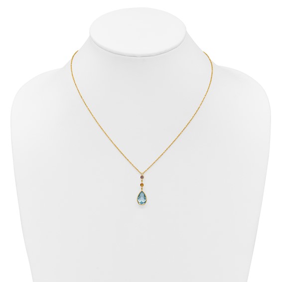 Herco 14K Polished Multi-Gemstone Teardrop 18 Inch Necklace
