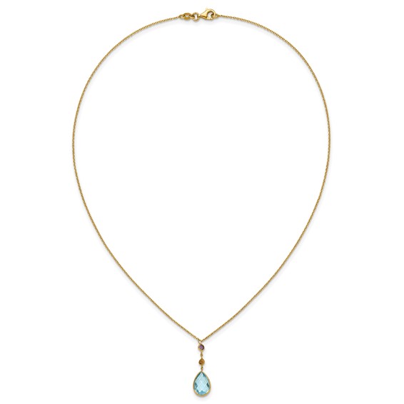 Herco 14K Polished Multi-Gemstone Teardrop 18 Inch Necklace
