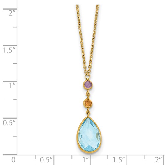 Herco 14K Polished Multi-Gemstone Teardrop 18 Inch Necklace