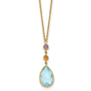 Herco 14K Polished Multi-Gemstone Teardrop 18 Inch Necklace