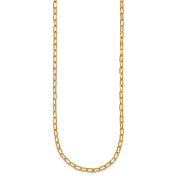 Herco 14K Polished and Textured 3.0mm Paperclip Solid Link 18 Inch Necklace