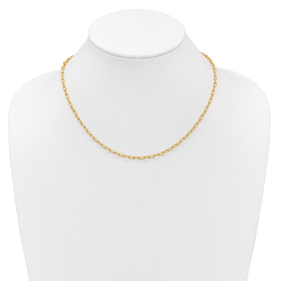 Herco 14K Polished and Textured 3.0mm Paperclip Solid Link 18 Inch Necklace