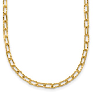 Herco 14K Polished and Textured 3.0mm Paperclip Solid Link 18 Inch Necklace