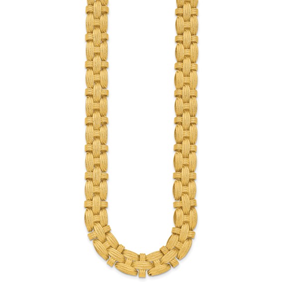 Herco 14K Polished and Textured Fancy Link 17.75 Inch Necklace