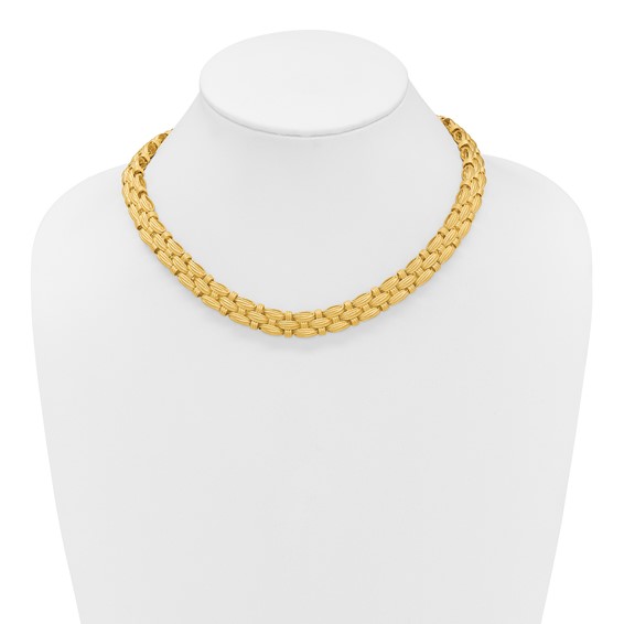 Herco 14K Polished and Textured Fancy Link 17.75 Inch Necklace