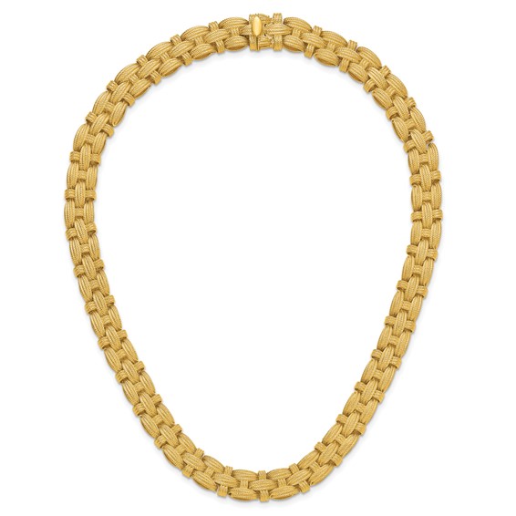 Herco 14K Polished and Textured Fancy Link 17.75 Inch Necklace