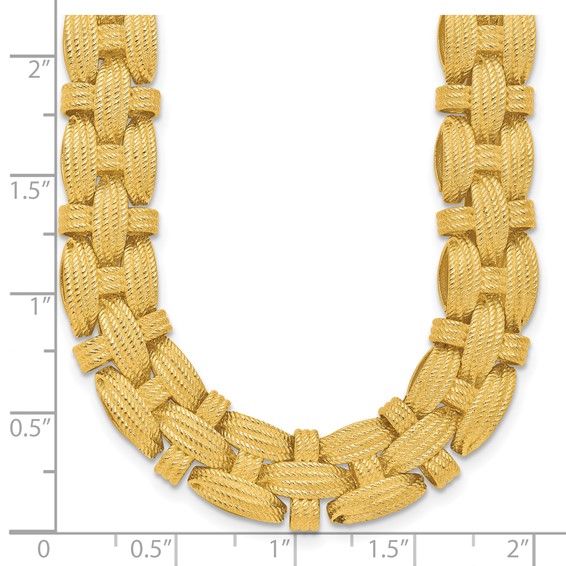 Herco 14K Polished and Textured Fancy Link 17.75 Inch Necklace