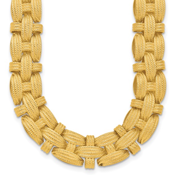 Herco 14K Polished and Textured Fancy Link 17.75 Inch Necklace