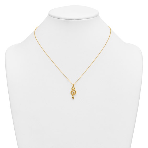 Herco 14K Polished Textured Winding Snake 16 Inch with 2 Inch Extension Necklace