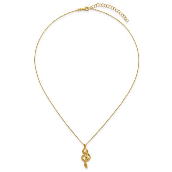 Herco 14K Polished Textured Winding Snake 16 Inch with 2 Inch Extension Necklace