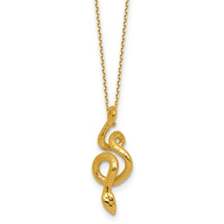 Herco 14K Polished Textured Winding Snake 16 Inch with 2 Inch Extension Necklace