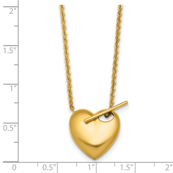 Herco 14K Polished Toggle Heart 18 in Necklace