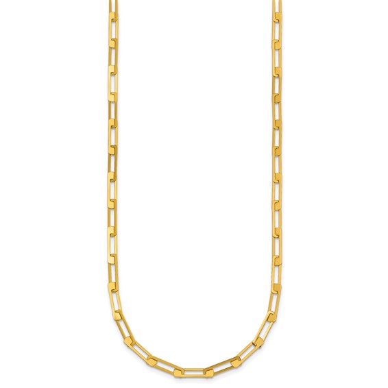 Herco 14K Polished Rectangle Link 16 Inch with 2 Inch Extension Necklace