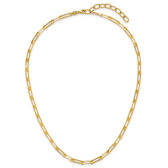 Herco 14K Polished Rectangle Link 16 Inch with 2 Inch Extension Necklace