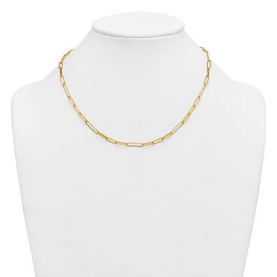 Herco 14K Polished Diamond Cut Link 16 Inch with 2 Inch Extension Necklace