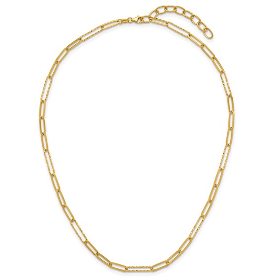 Herco 14K Polished Diamond Cut Link 16 Inch with 2 Inch Extension Necklace