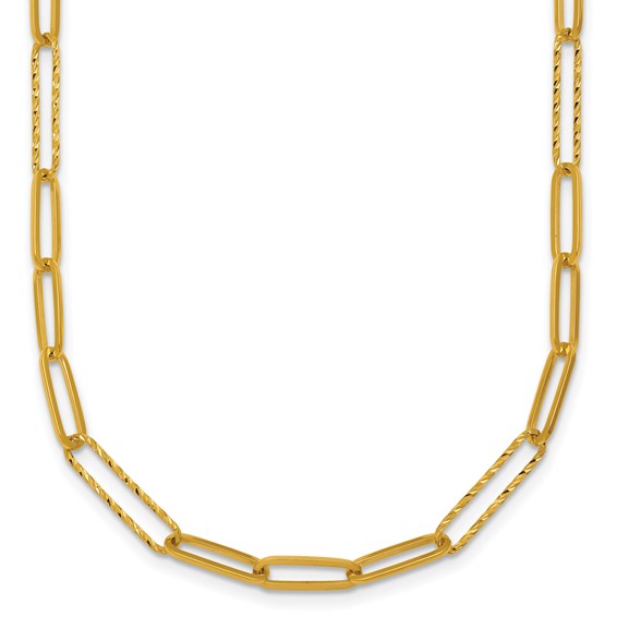 Herco 14K Polished Diamond Cut Link 16 Inch with 2 Inch Extension Necklace