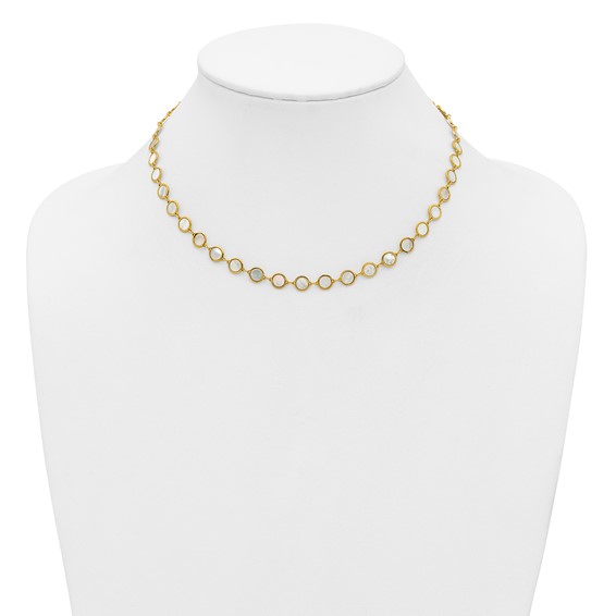 Herco 14K Polished Mother of Pearl Discs 16 Inch with 2 Inch Extension Necklace