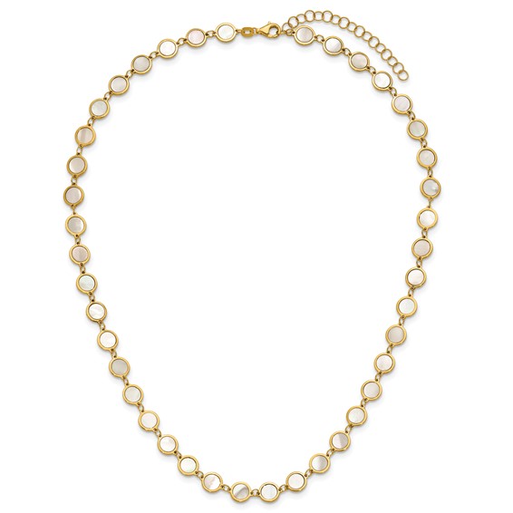 Herco 14K Polished Mother of Pearl Discs 16 Inch with 2 Inch Extension Necklace