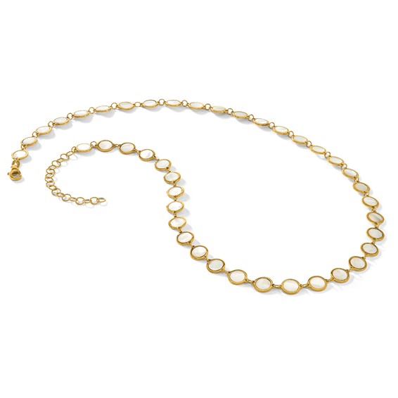 Herco 14K Polished Mother of Pearl Discs 16 Inch with 2 Inch Extension Necklace