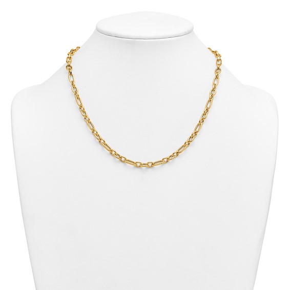 Herco 14K Polished Geometric Mixed Link 18 Inch with .75 Inch Extension Necklace