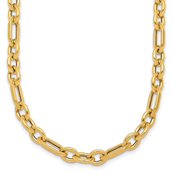 Herco 14K Polished Geometric Mixed Link 18 Inch with .75 Inch Extension Necklace