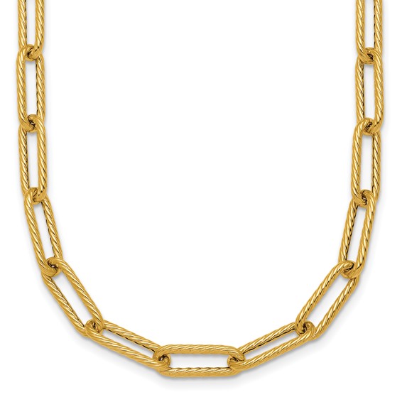 Herco 14K Polished and Twisted Oval Link 18 Inch Necklace