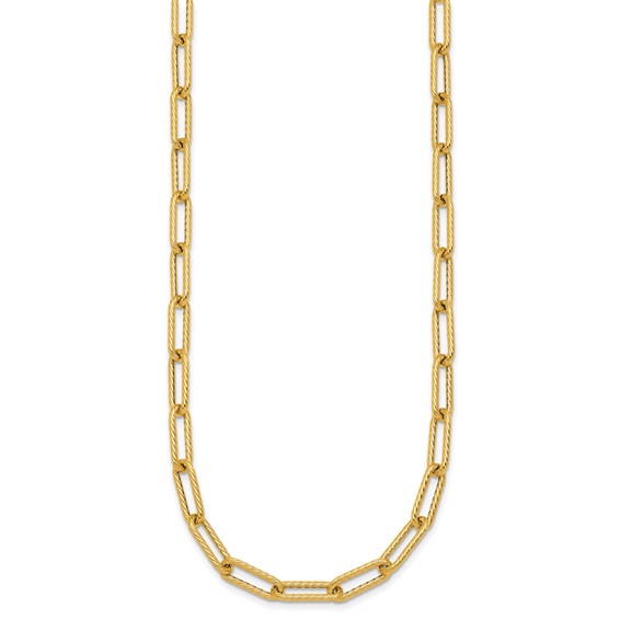 Herco 14K Polished and Twisted Oval Link 24 Inch Necklace