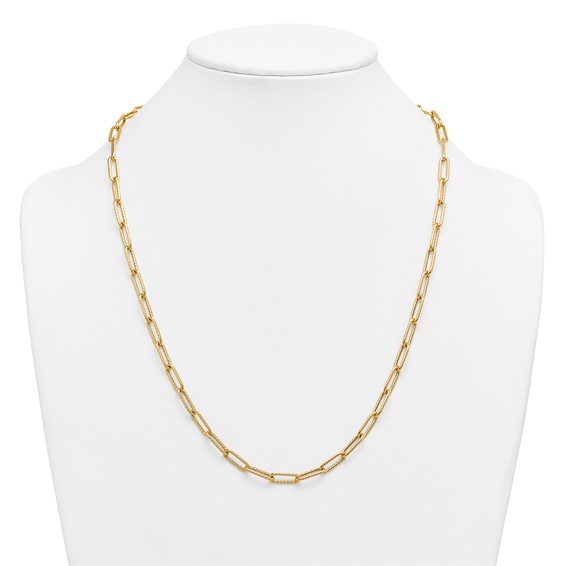 Herco 14K Polished and Twisted Oval Link 24 Inch Necklace