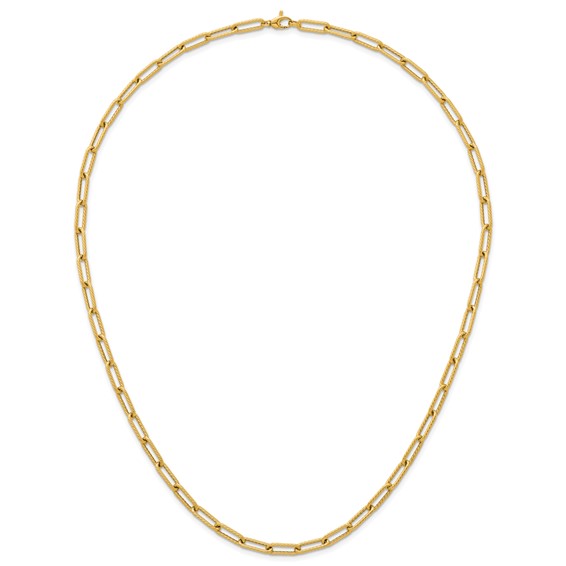 Herco 14K Polished and Twisted Oval Link 24 Inch Necklace