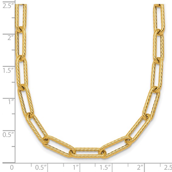 Herco 14K Polished and Twisted Oval Link 24 Inch Necklace