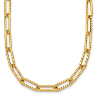Herco 14K Polished and Twisted Oval Link 24 Inch Necklace