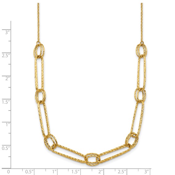 Herco 14K Polished Diamond Cut Fancy Link 18 Inch Necklace