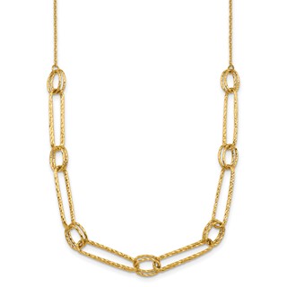 Herco 14K Polished Diamond Cut Fancy Link 18 Inch Necklace
