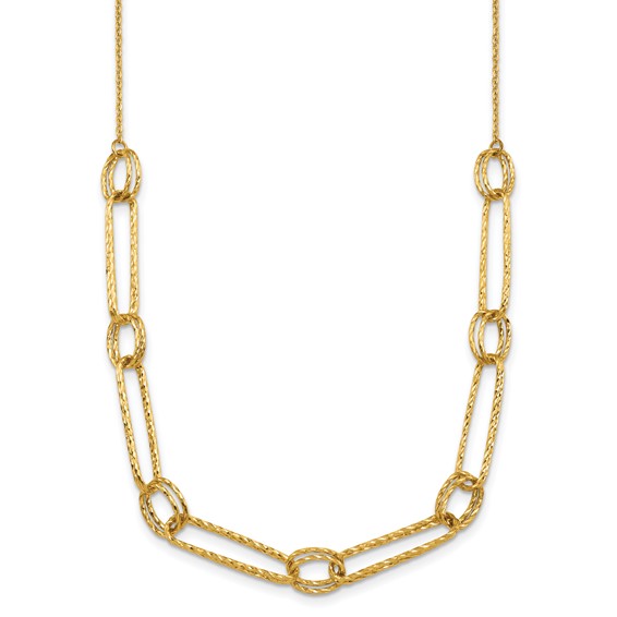 Herco 14K Polished Diamond Cut Fancy Link 18 Inch Necklace