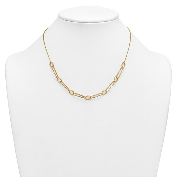 Herco 14K Polished Diamond Cut Fancy Link 18 Inch Necklace