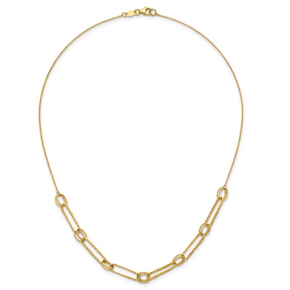 Herco 14K Polished Diamond Cut Fancy Link 18 Inch Necklace