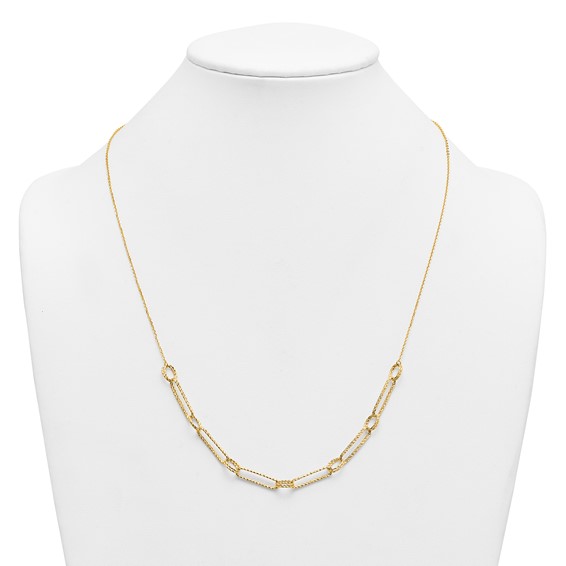 Herco 14K Polished Diamond Cut Fancy Link 24 Inch Necklace