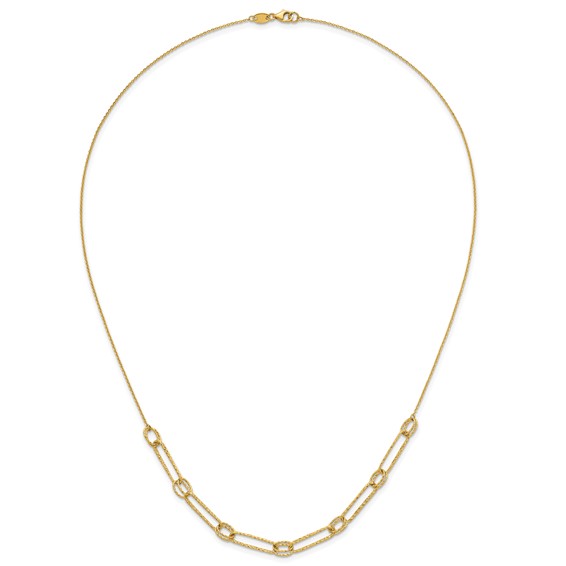 Herco 14K Polished Diamond Cut Fancy Link 24 Inch Necklace