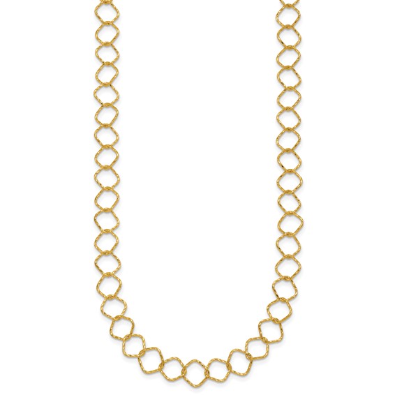 Herco 14K Polished Diamond Cut Geometric Link 24 Inch Necklace